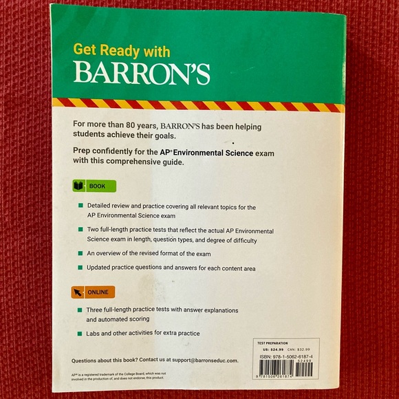 Barron’s AP Environmental Science Premium Test Prep Book - Picture 2 of 9